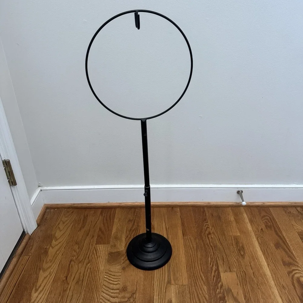 Black Metal Iron Wreath Stand Holder with Adjustable Height Up To 32